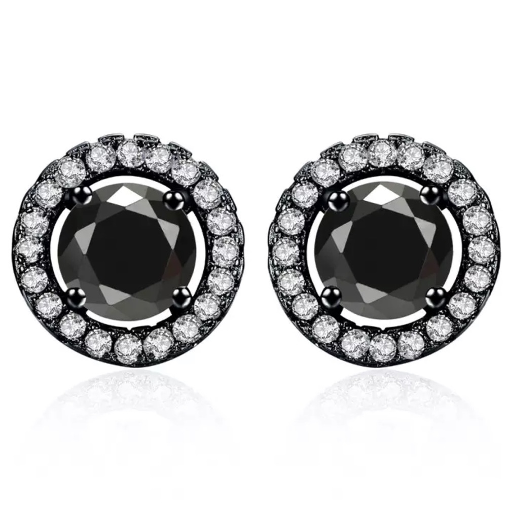 Halloween Black CZ Crystal Stud Earrings New